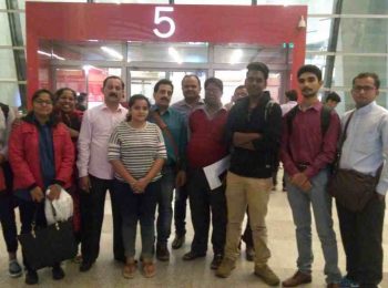 Pradeep Jayaswal (middle) with a batch of students sent by Global Medical Foundation for MBBS in the Philippines.