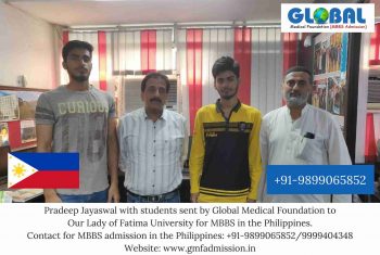 Students sent by Global Medical Foundation to Our Lady of Fatima University.