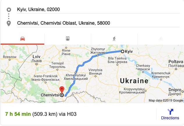 Kyiv to Chernivtsi