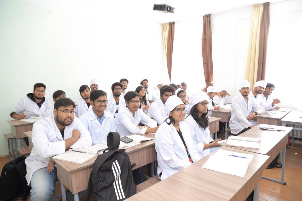 Indian students at at Kyrgyz State Medical Academy