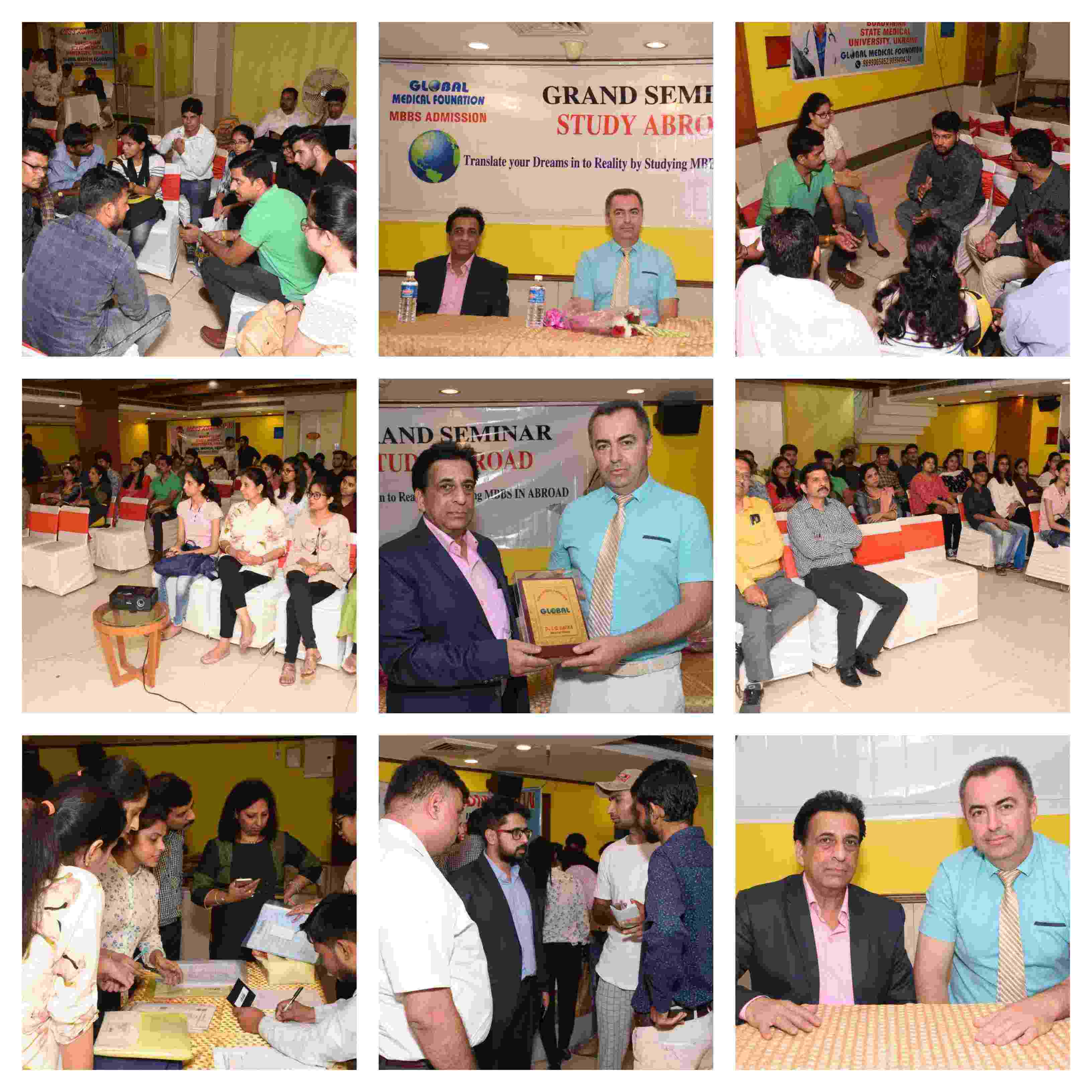 A collage of photos showing Bukovinian State Medical University Seminar by Global Medical Foundation