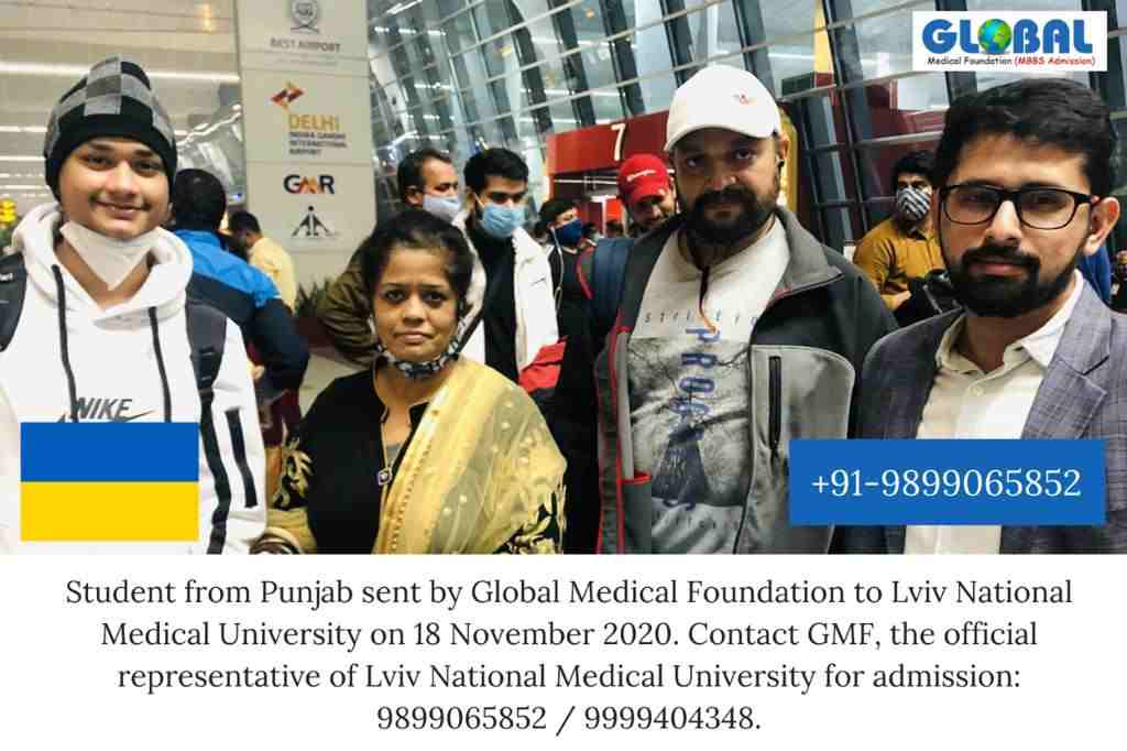 Shobhit Jayaswal with students sent to Lviv National Medical University in 2020