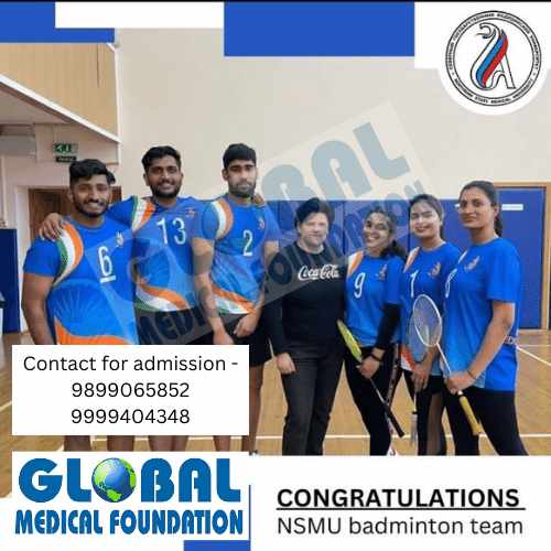 Badminton team comprised of 6 Indian students of the Northern State Medical University.