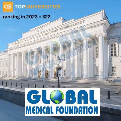 An image showing ranking of Kazan Federal University along with the logo of Global Medical Foundation.
