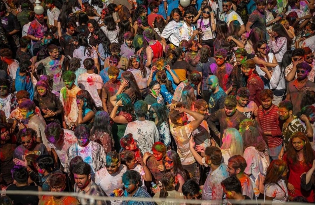 Indian students during Holi Celebrations at Alte University