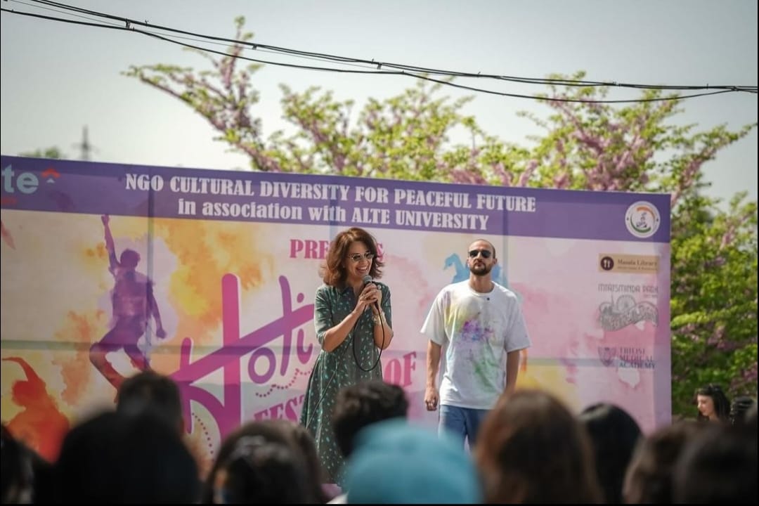 Holi Celebrations for Indian students at Alte University Georgia.