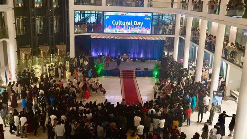 Stage and Indian students on the occassion of Cultural Day at Georgian National University SEU.