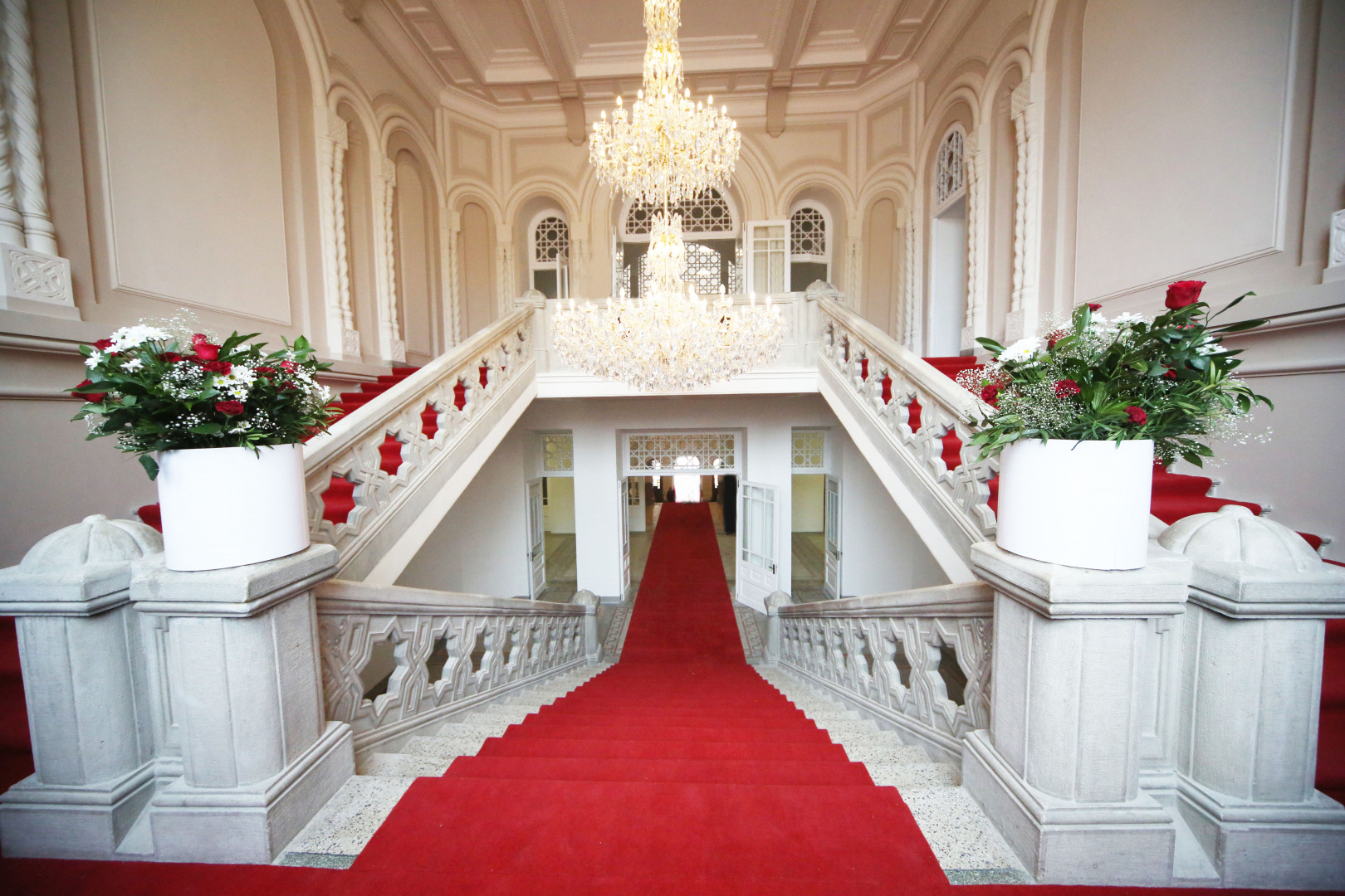 Staircase inside Caucasus University main building.