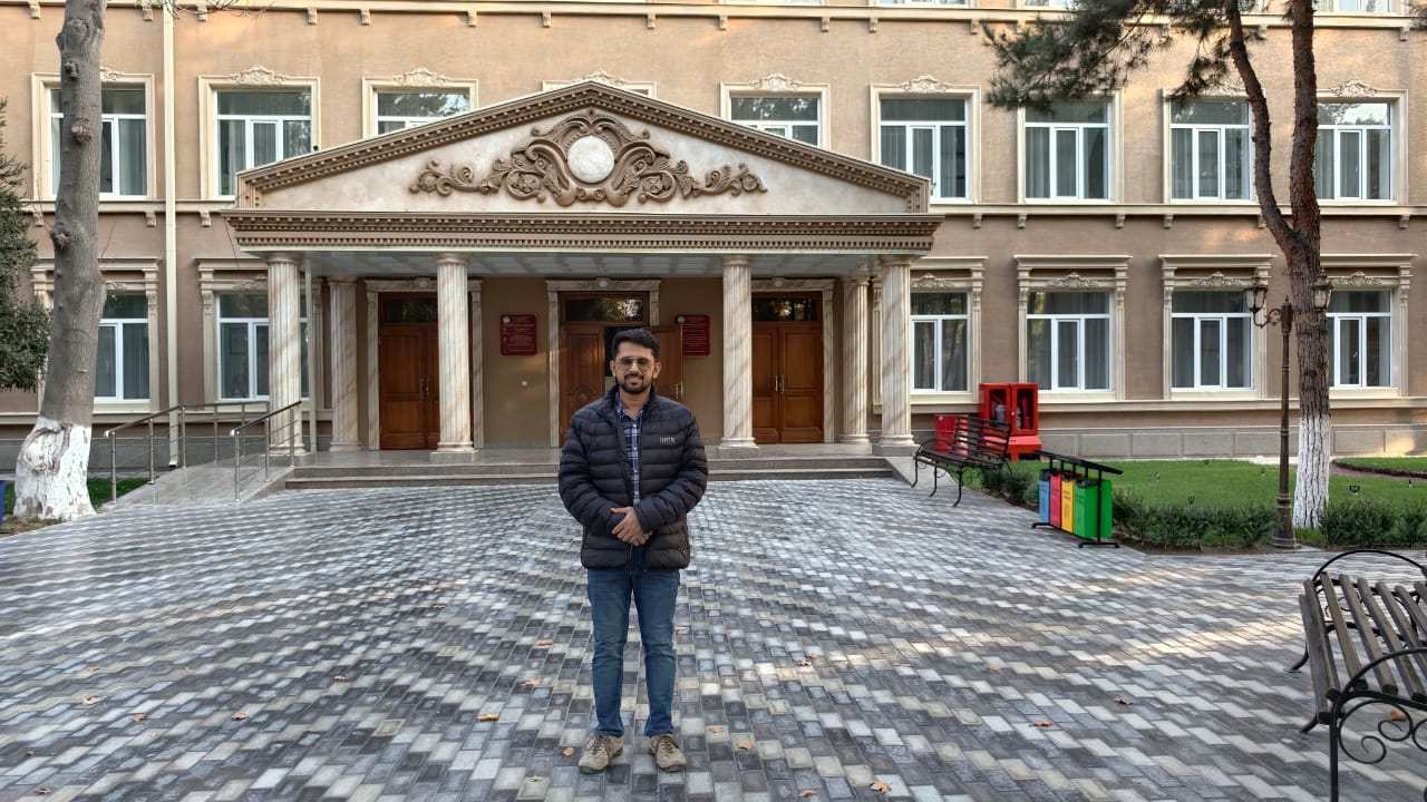 Shobhit Jayaswal at the main campus of Fergana Medical Institute of Public Health, Uzbekistan.